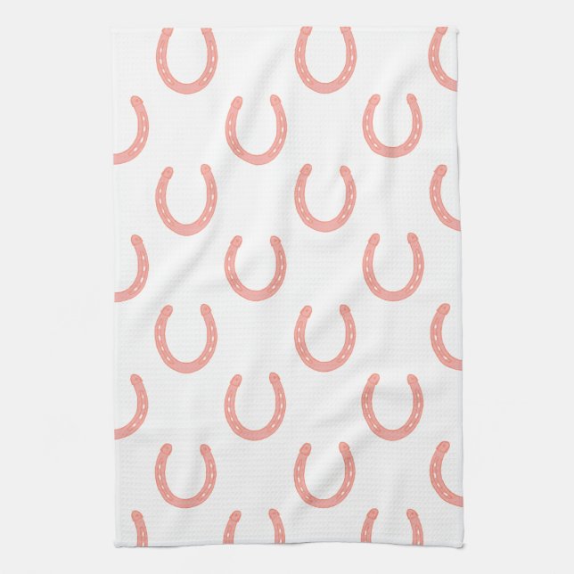 Lucky horseshoes pink pattern kitchen towel (Vertical)