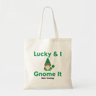  Lucky & I Gnome It Funny Sarcastic Cat St Patrick Tote Bag