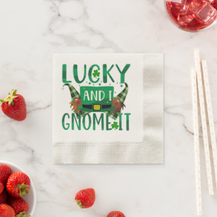 Lucky & I Gnome It St Patricks Day Party Cocktail Napkin