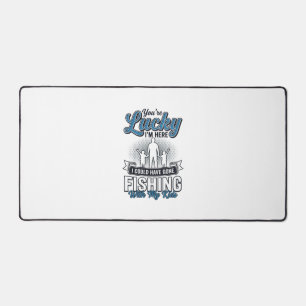 Lucky Im Here Family Fishing Vintage Shirt Design Desk Mat