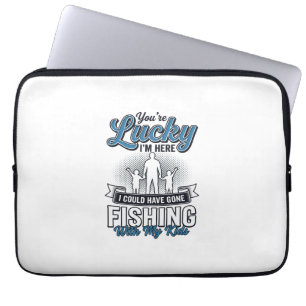 Lucky Im Here Family Fishing Vintage Shirt Design Laptop Sleeve