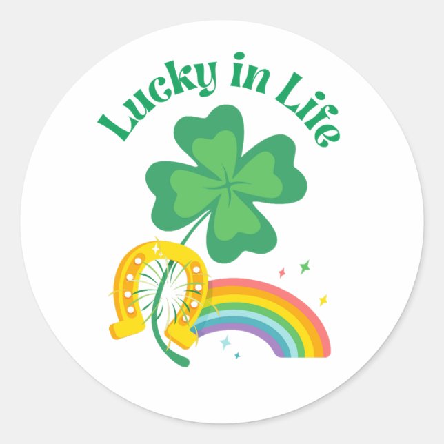 Lucky in Life  St Patricks Day Sticker (Front)