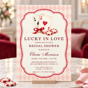 Lucky in Live Casino Pink Bridal Shower Invitation