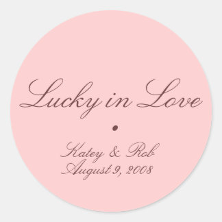 Lucky in Love and Pretty in Pink Classic Round Sticker