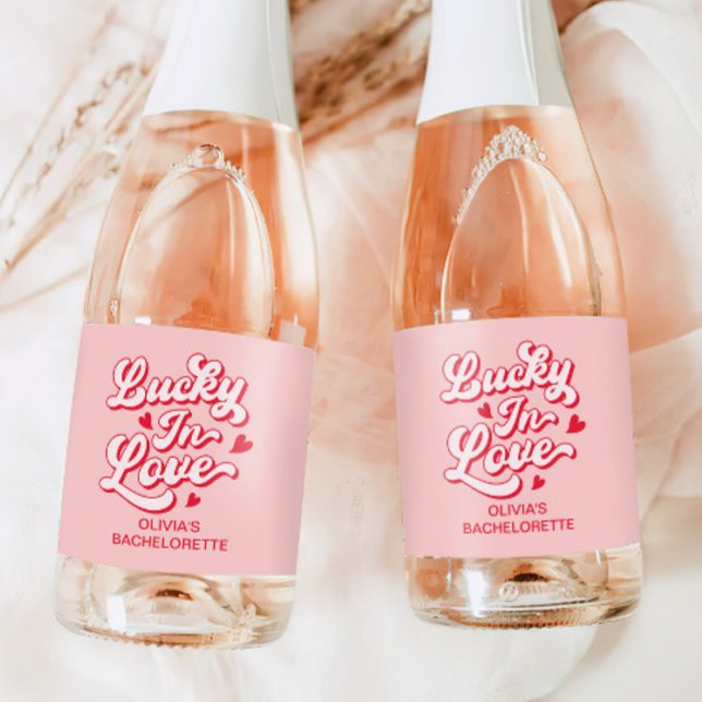 Lucky In Love Bachelorette Champagne  Sparkling Wine Label (Creator Uploaded)