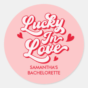 Lucky In Love Bachelorette Party Favour Classic Round Sticker