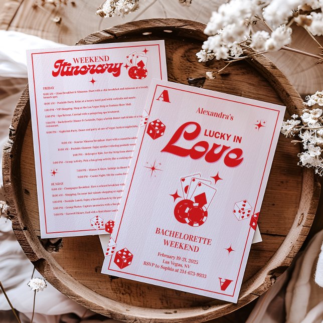 Lucky In Love Bachelorette Weekend Itinerary Invitation (Creator Uploaded)