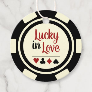 Lucky In Love Black White Vegas Wedding Favour Tags
