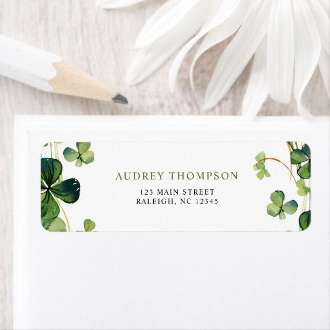 Lucky in Love Bridal Shower Green Return Address Label (Insitu)