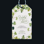Lucky in Love Bridal Shower Green Shamrock  Gift Tags<br><div class="desc">Celebrate love and luck with our "Lucky in Love" Bridal Shower Green Shamrock theme! This charming and festive theme is perfect for showering the bride-to-be with Irish blessings and well wishes. Adorned with green shamrocks and hints of gold, it sets the scene for a joyful gathering filled with laughter and...</div>