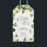 Lucky in Love Bridal Shower Green Shamrock  Gift Tags<br><div class="desc">Celebrate love and luck with our "Lucky in Love" Bridal Shower Green Shamrock theme! This charming and festive theme is perfect for showering the bride-to-be with Irish blessings and well wishes. Adorned with green shamrocks and hints of gold, it sets the scene for a joyful gathering filled with laughter and...</div>