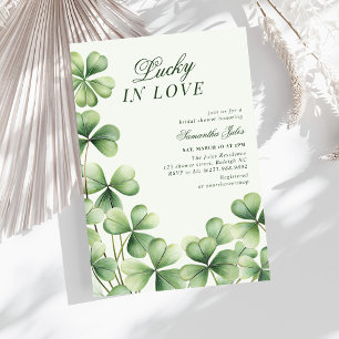 Lucky in Love Bridal Shower Green Shamrock Invitation