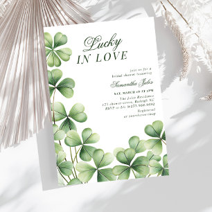 Lucky in Love Bridal Shower Green Shamrock  Invitation