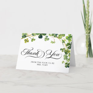 Lucky in Love Bridal Shower Green Shamrock Thank You Card
