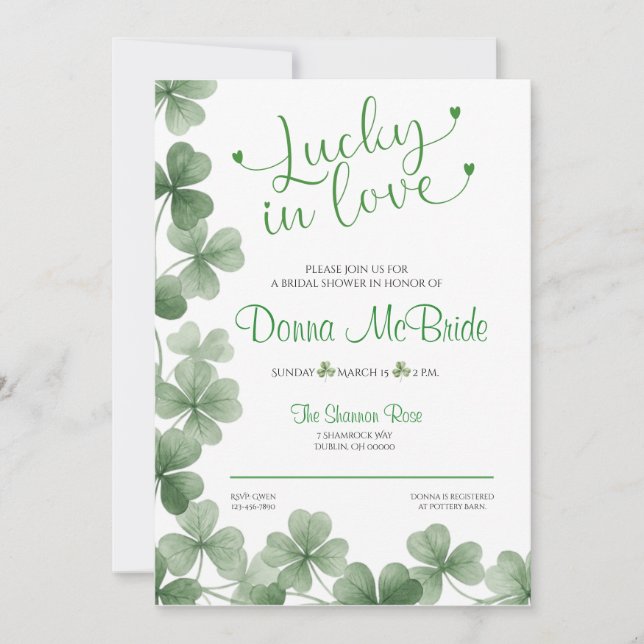Lucky in Love Bridal Shower Invitation (Front)