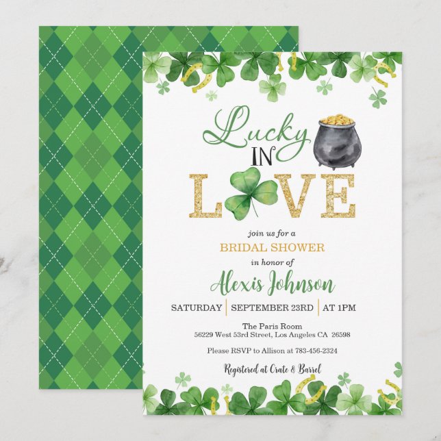 Lucky in Love Bridal Shower Invitation (Front/Back)