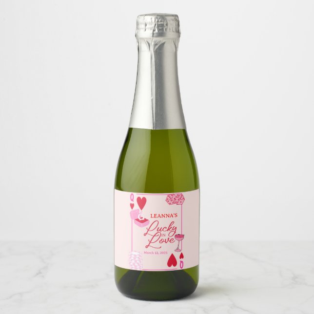 Lucky in Love, Bridal Shower, Lucky,  Sparkling Wine Label (Front)