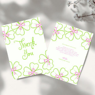 Lucky in Love Bridal Shower Pink Green Shamrock  Thank You Card