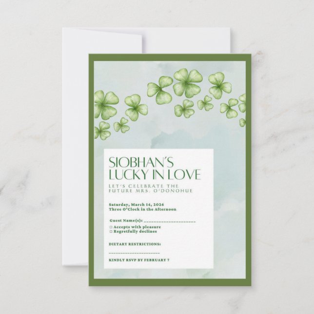 Lucky in Love Bridal Shower Response Card (Front)