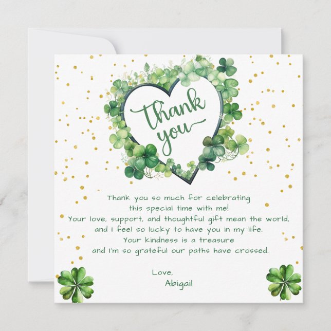 LUCKY IN LOVE BRIDAL SHOWER THANK YOU CARD (Front)