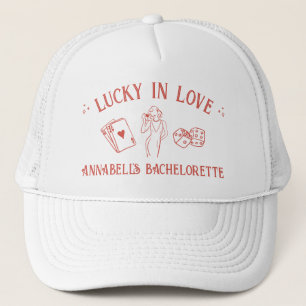 Lucky in Love Casino Hand Drawn Vegas Bachelorette Trucker Hat