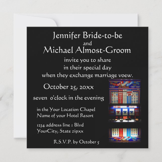 Lucky in Love Casino Theme Wedding Invitation (Front)