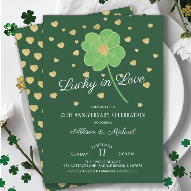 Lucky in Love Clover Anniversary Party Invitation (Creator Uploaded)