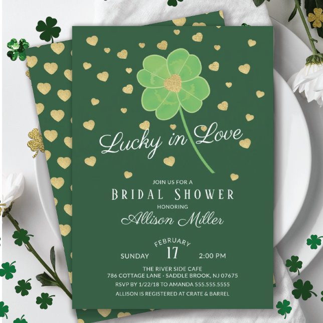 Lucky in Love Clover Bridal Shower Invitation (Creator Uploaded)