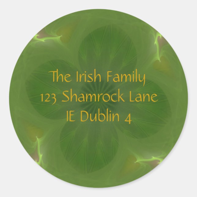 Lucky in Love Clover & Hearts Fractal Classic Round Sticker (Front)