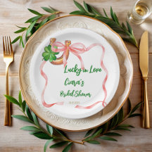 Lucky in love clover leaf bow ribbon bridal shower