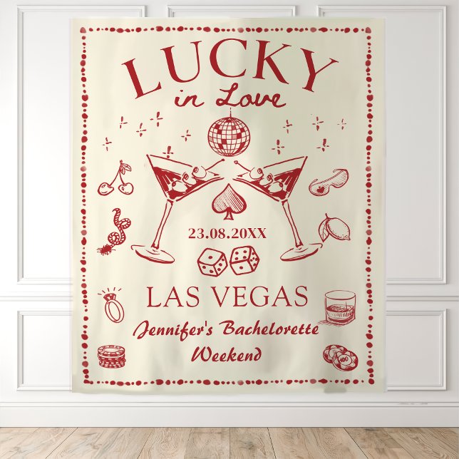 Lucky in Love Cocktail Bachelorette Party Tapestry (Creator Uploaded)