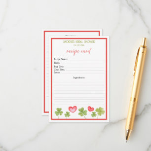 Lucky in Love Cover leaf: Bridal shower recipe Enclosure Card