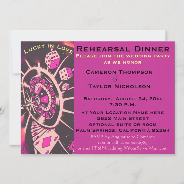 Lucky in Love Dice Rehearsal Dinner Invitation (Front)