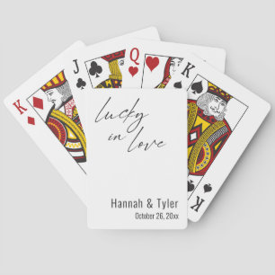 Lucky in Love Elegant White Wedding Favours Playing Cards