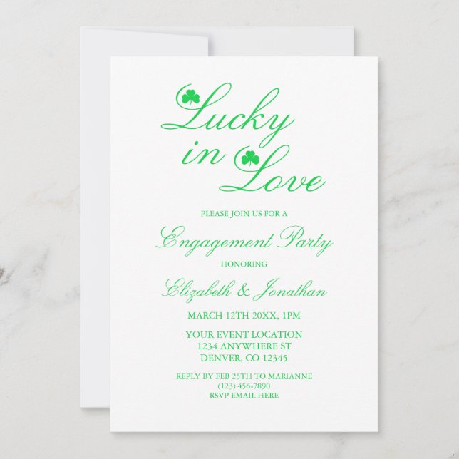 Lucky In Love Engagement Party Invitation (Front)