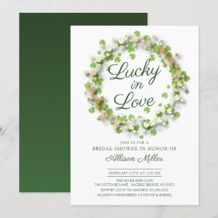 Lucky in Love Golden Shamrocks Bridal Shower Invitation