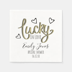 Lucky in Love Hearts Bridal Shower Napkin