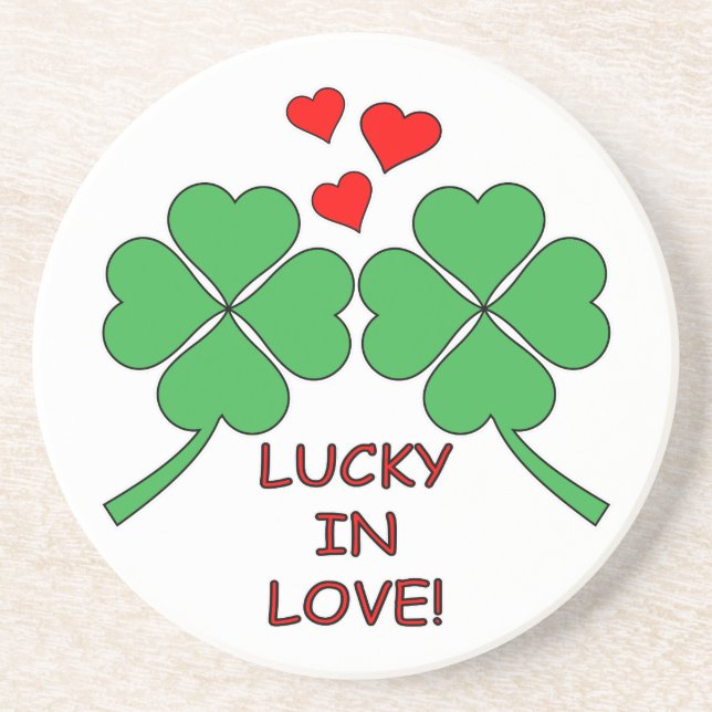 Lucky In Love Hearts Clover Coaster (Front)