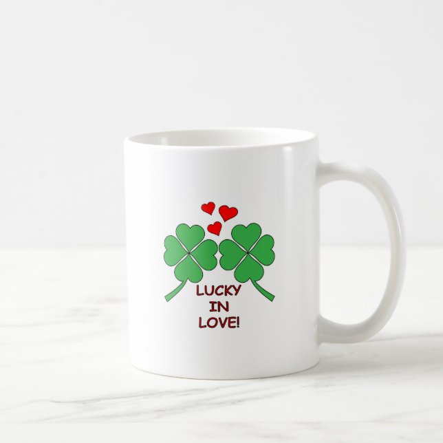 Lucky In Love Hearts Clover Coffee Mug (Right)