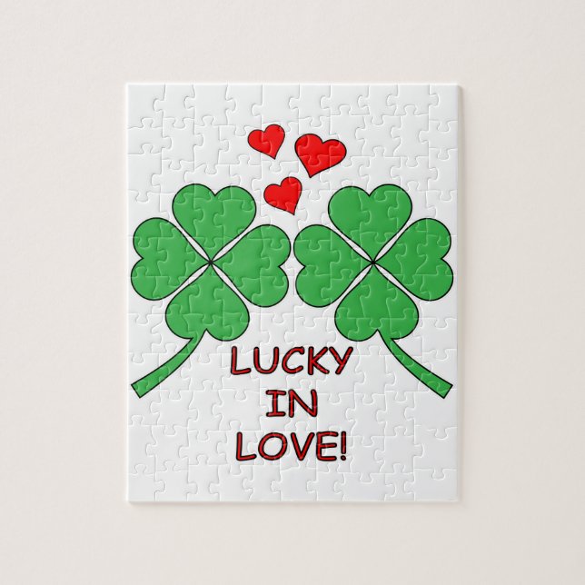 Lucky In Love Hearts Clover Jigsaw Puzzle (Vertical)
