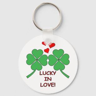 Lucky In Love Hearts Clover Key Ring