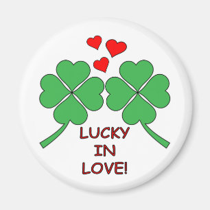Lucky In Love Hearts Clover Magnet
