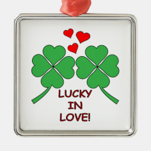 Lucky In Love Hearts Clover Metal Tree Decoration
