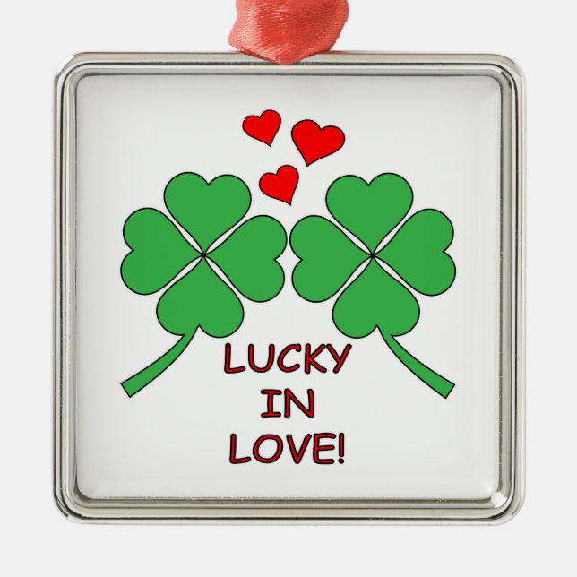 Lucky In Love Hearts Clover Metal Tree Decoration (Front)