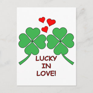 Lucky In Love Hearts Clover Postcard