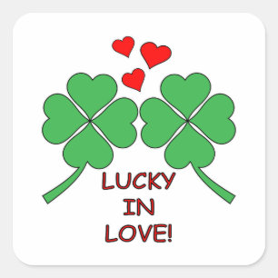 Lucky In Love Hearts Clover Square Sticker