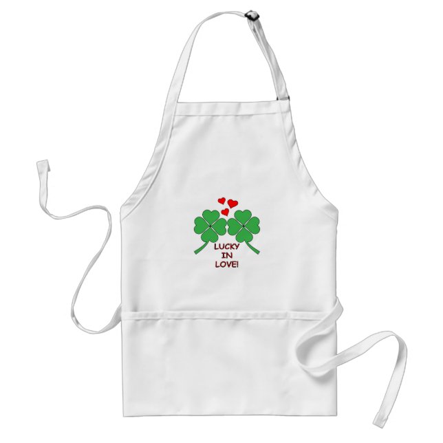 Lucky In Love Hearts Clover Standard Apron (Front)
