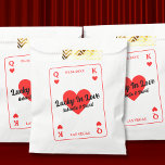 Lucky In Love Hearts Playing Card Couples Shower Favour Bag<br><div class="desc">Add a touch of elegance to your Las Vegas-themed couples bridal shower with our custom 'Lucky In Love' favour bags! Designed with the charm of playing cards and adorned with heart King and Queen symbols in vibrant red, white, and black, these bags are the perfect accent to your celebration. Personalise...</div>