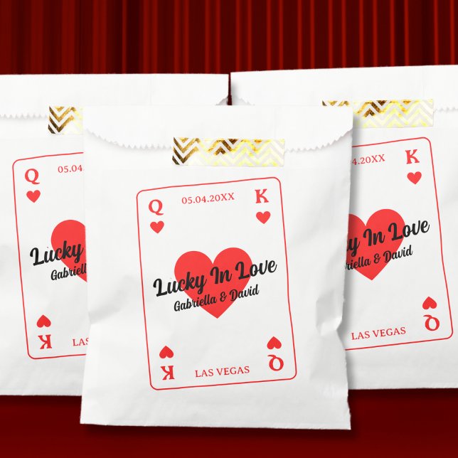 Lucky In Love Hearts Playing Card Couples Shower Favour Bag (Lucky In Love Hearts Playing Card Couples Shower Favor Bag)