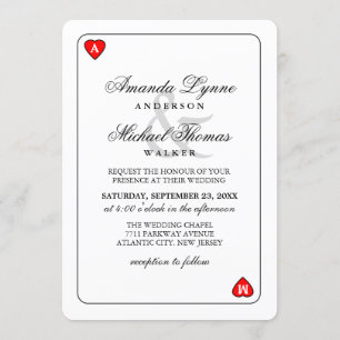 Lucky in Love - Hearts Playing Card Wed Invitation